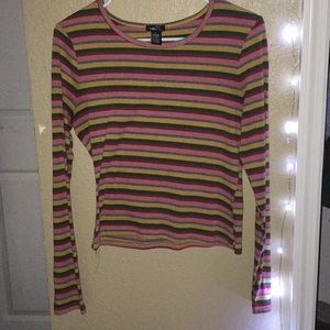 Striped ribbed long sleeve shirt